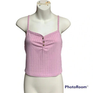 Topshop crop top size 8 dark pink color 3 buttons at the bodice